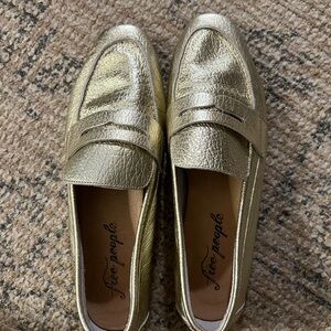 Free People Metallic Loafers